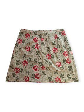 Addition Elle Plus Size Floral A-Line Skirt Red Olive Vintage Inspired Autumn